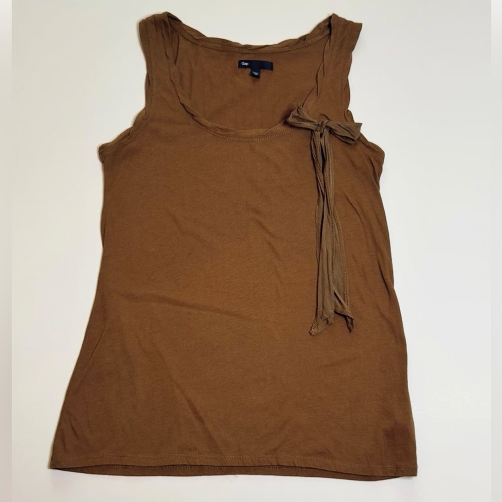 Brown Sleeveless Top with Bow Detail